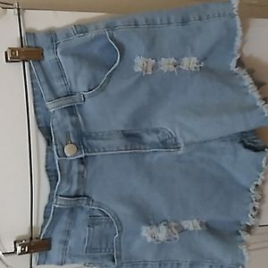 Light washed jean shorts